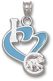 Chicago Cubs Solid Sterling Silver ''I Heart C'' Bear 3/4'' Enamel Pendant