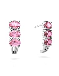 Created Pink Sapphire 14kt White Gold Earrings