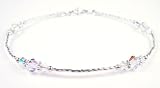 Damali .925 Sterling Silver Anklets Diamond Crystal April Swarovski Crystal Ankle Bracelets