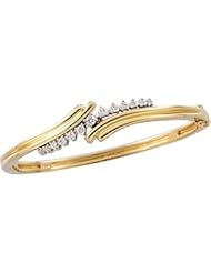 CleverEves 14K Yellow Gold White Gold 1 2 Ct Tw Diamond Bangle Bracelet
