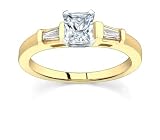 0.9 CT RADIANT DIAMOND 18K YELLOW GOLD RING NEW