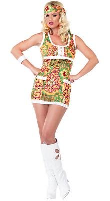 Far out Hippie Sexy Women's Costume Adult Halloween Outfit - Size M/L, Dress Size 8-14