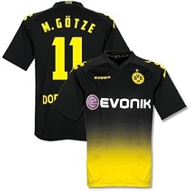 11-12 Borussia Dortmund Away Jersey + M.Gotze 11 (Fan Style Name & Number)