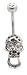 Stainless Steel Belly Ring with Clear Crystals - Skull Dangling