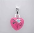 Silver Pink Flower HEART CHARM Pendant ITALY Silver Pink Flower HEART CHARM Pendant ITALY