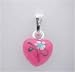 Silver Pink Flower HEART CHARM Pendant ITALY