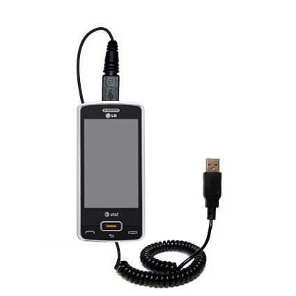 Coiled USB Cable for the LG GW820 eXpo with Power Hot Sync and Charge capabilities - uses Gomadic TipExchange Technology