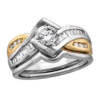 14kt. Two Tone 1 ct. tw. Diamond Wedding Set