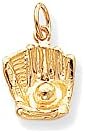 10k Yellow Gold Baseball Glove and Ball Charm Pendant - 20mm