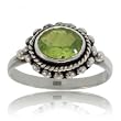 Genuine Green Peridot Oval Ring in Fine Sterling Silver