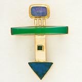 14-Karat Yellow Gold Chrysoprase,Opal, Chrysocolla, Emerald Brooch, By SASA