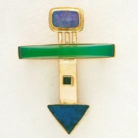 14-Karat Yellow Gold Chrysoprase,Opal, Chrysocolla, Emerald Brooch, By SASA