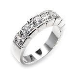 Womens Young LineClear Color Cubic Zirconia Rhodium Ring, Size: 5-11