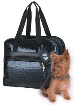 Park Avenue Pet Tote Black Faux Alligator Small