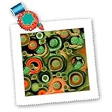 Surreal wood cells in hues of green and orange - 10x10 Quilt Square