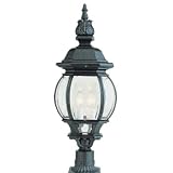 Beveled Glass 4 Light Post Mount Lantern - Black