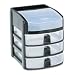 Office Products : Rubbermaid 9A6000BLA Mini storage drawers with flip-top lid, 8-3/4 high, black with 3 clear drawers