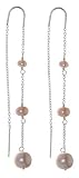 Sterling Silver Triple Pink Freshwater Pearl Thread Earrings