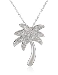 10k Gold Diamond Palm Tree Pendant Necklace (0.05 cttw, I-J Color, I2-I3 Clarity), 18"
