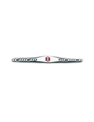 Sterling Silver Medical Alert ID Figaro Chain Bracelet - Length 7 Inch