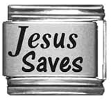 Clearly Charming Jesus Saves Laser Italian Charm