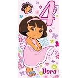 Dora The Explorer - Age 4 Birthday Card & Badge - 4th