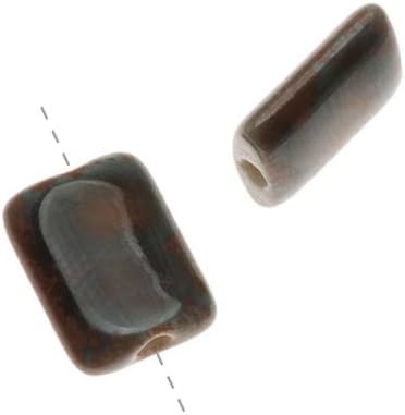 Clay River Designs Porcelain Beads Rectangle Chicklet Moss Agate 9x11mm (2)