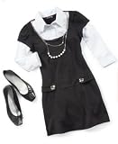 Tempted Girls Layered Dress with Necklace and Ballet Flats
