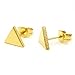 Pair Stainless Steel Gold-tone Color Post Stud Earrings Circle Star Triangle Square