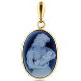 14K Yellow Gold Mother Holding Her Child Cameo Pendant