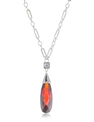 ELLE Jewelry Garnet Cubic Zirconia Sterling Silver Necklace, 18"