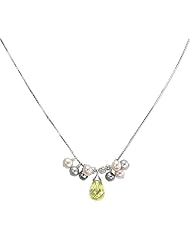 CleverEve Designer Series Nature-Inspired Cluster of Pearls & Lemon Drop Stone Necklace Strung on Sterling Silver