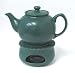 Ceramic 40 Oz. Green Teapot and Warmer