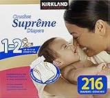 KIRKLAND Signature Supreme Diapers Size 1-2; Quanity: 216