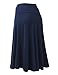 Lock and Love LL WB1105 Womens Lightweight Fold Over Flared Midi Skirt M NAVY