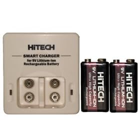 Hitech - Two 9V Lithium-Ion Batteries and Charger Set