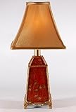 Red Gold Chinoiserie Styled Accent Table Lamp