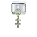 Rhinestone Double Celtic Crosses Religious Italian Charms Link