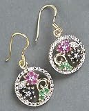 Signature Ruby, Emerald & Sapphire Earrings 18KT GOLD OVER STERLING