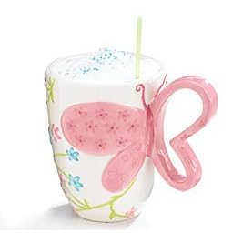 Adorable Butterfly Shape Mug With Delicate Flowers Coffee Tea Cup Home Decor Kitchen Decor by Flutterbys Collection