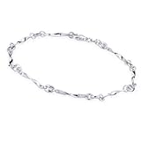 Sterling Silver Shiny Twisted Bars Anklet - 9