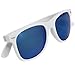 LotFancy Classic Horn Rimmed Sunglasses for Women Men with Case, UV400 Protection, 54MM, Retro Stylish Square Eyewear for Driving Fishing Sports, Non Polarized, Blue Mirrored Lens, White Resin Frame