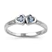 Sterling Silver Baby Ring for Child - Dainty Silver Ring with Double Aqua CZ Hearts (Size 2) in Heart Shaped Velvet Gift Box