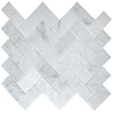 CARRARA HERRINGBONE 1X2" MOSAIC MARBLE TILE