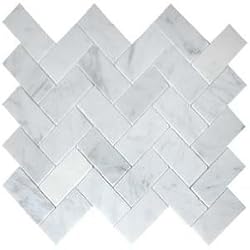 CARRARA HERRINGBONE 1X2" MOSAIC MARBLE TILE