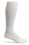 Truform 15-25 Over the Calf Athletic Sock, White, Large (Pack of 2)