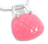 Sterling Silver and Dyed Pink Jade Handbag Purse Charm Pendant