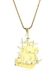 HAN CHOLO "Precious Metals" Vermeil with 24" Chain Big Ghost Ship Pendant Necklace