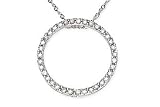 1/8 Carat Diamond 14K White Gold Circle Pendant w/Chain
