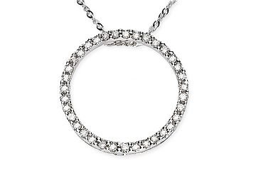 1/8 Carat Diamond 14K White Gold Circle Pendant w/Chain